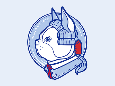 Bostonian badge blue boston terrier dog illustration logo