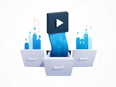 Video Uploader browse data drawers empty state files find load loading play spot illustration upload video