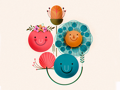 Happy Flower Bouquet digital illustration flat flowers illustration illustrations simple