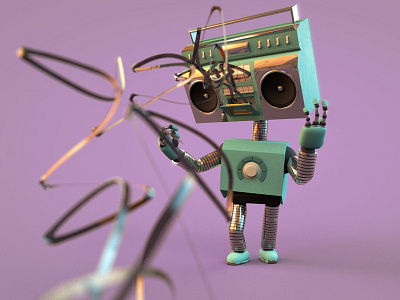 Play hard. 3d boombox c4d character cinema4d mixtape retro robot sick tape vomit