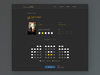 Movie Tickets Online Booking cinema dark design desktop movie redesign ticket ui ux