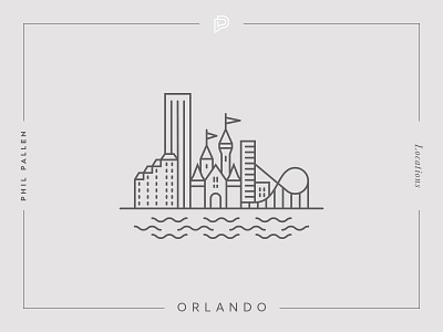 Orlando icon architecture branding city flat florida icon landmark line location orlando travel vector