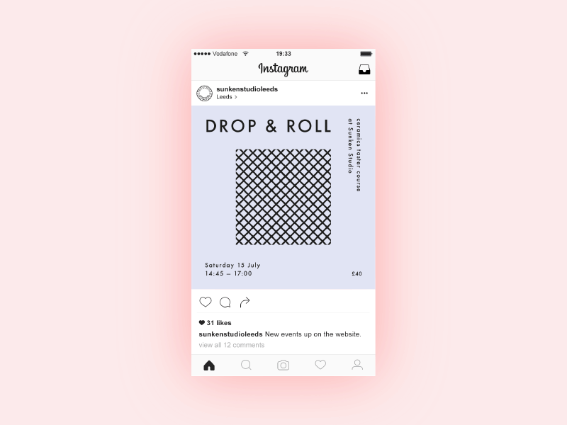 Sunken Studio events graphic design identity instagram layout leeds motion graphics social media type