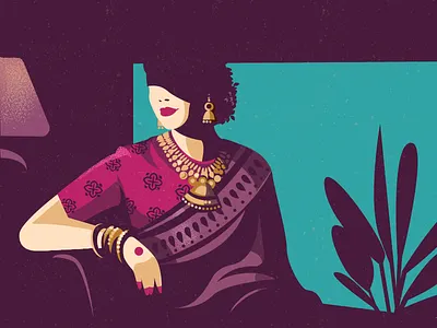 Tradition and style contrast home illustration india interior jewellery lighting saree south india style tradition