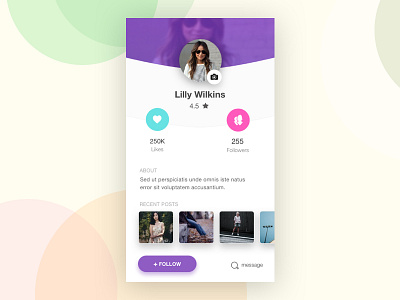 User Profile lifestyle profile page