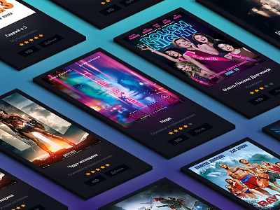 Films card – Kinogo Redesign concept card cinema films icons interaction interface kinogo movie user webdesign