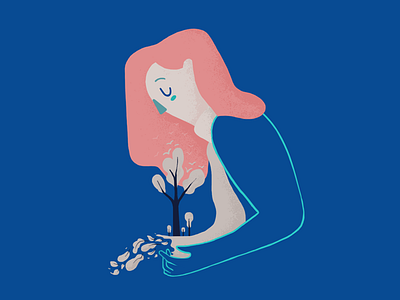 Autumn autumn character girl illustration leafs trees