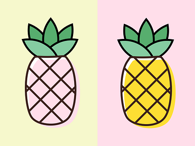 pineapples fruit illustration pineapple pink yellow