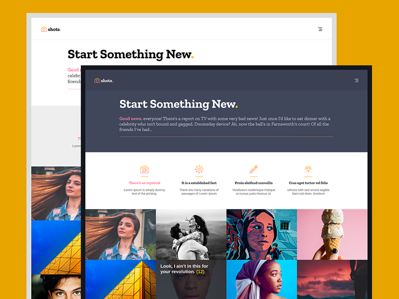 Example of Shots - minimal clean photogallery template