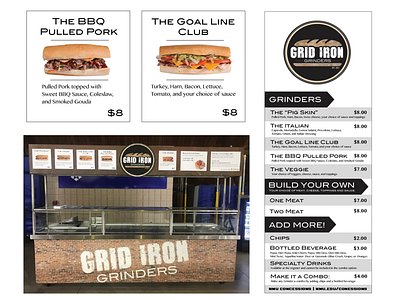 Grinders Booth and menus food food cart grinders menu product photos subs