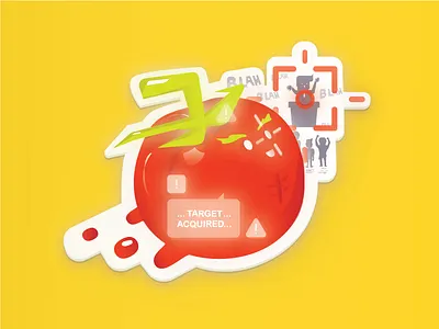 Flying tomato abs blah food glow happy lock maga missile rotten thrown tomatoe trump