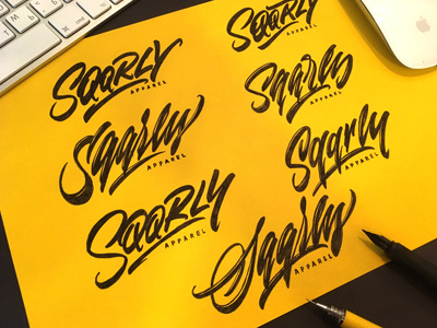 Sketches Sqrrly apparel brushpen calligraphy clothing designer identity lettering logo logotype signature type