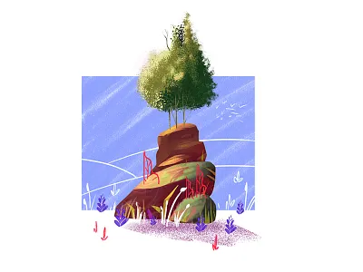 No 3 color graphic graphics home illustration landscape line motion nature stone tree work