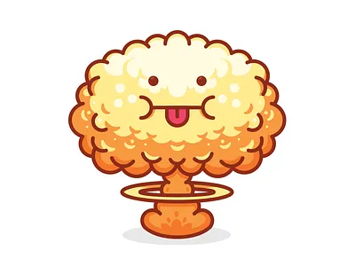 Funny Nuke adventure time cartoon character creative explosive explosion flat funny illustration logo mascot nuclear bomb outline