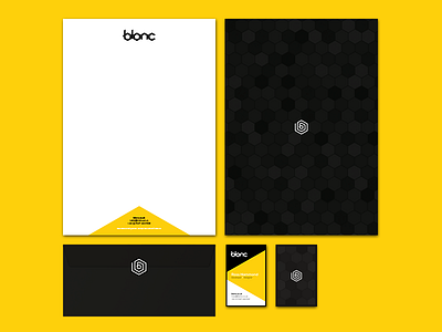 Blonc Business Stationery black blonc business card envelope letter letterhead stationery sticker yellow