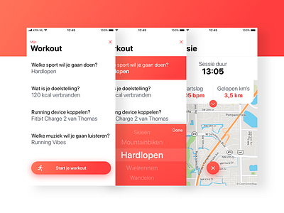 Mijn Workout - Workout Tracker app design healthy ios iphone running sketch ui ux workout