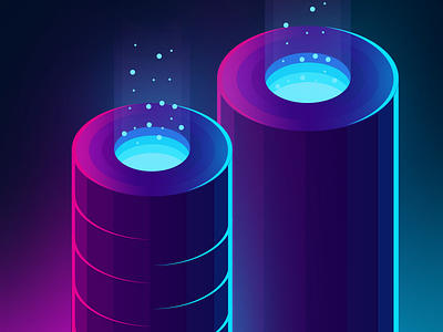 Daily challenge illustration 2/100 ( isometric tubes ) glow gradient illustration isometric vector