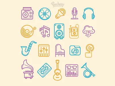 Music Icons free vector icons line design music