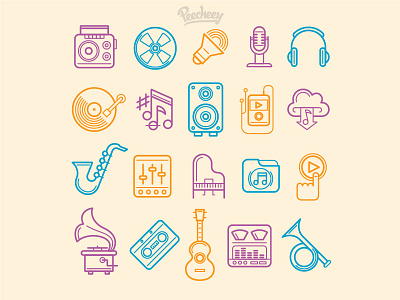 Music Icons free vector icons line design music