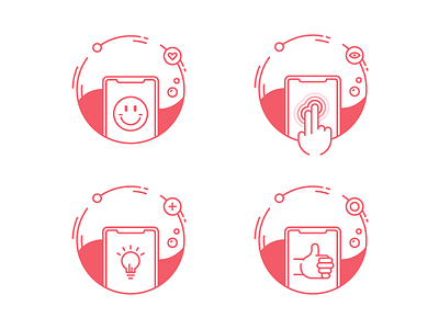 Simple 4 icons bulb finger icons idea linear phone simple smile touch