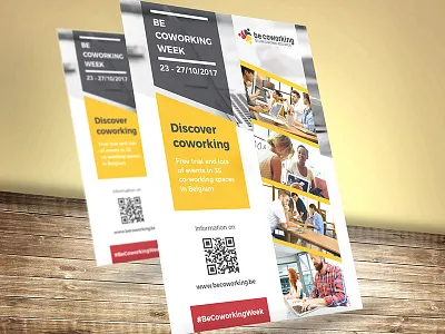 Be Coworking Week 2017 becoworking business coworker coworking design flyer working yellow