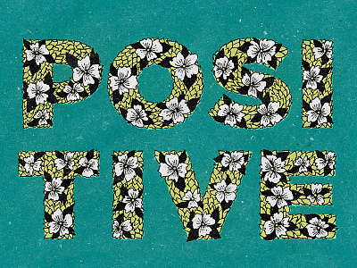 Positive Vibrations black dagger grit illustration positive teal texture typography value vibes vintage yellow