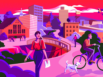 Bakken And Baeck citibike cityguide cycling dog illustration oslo travel