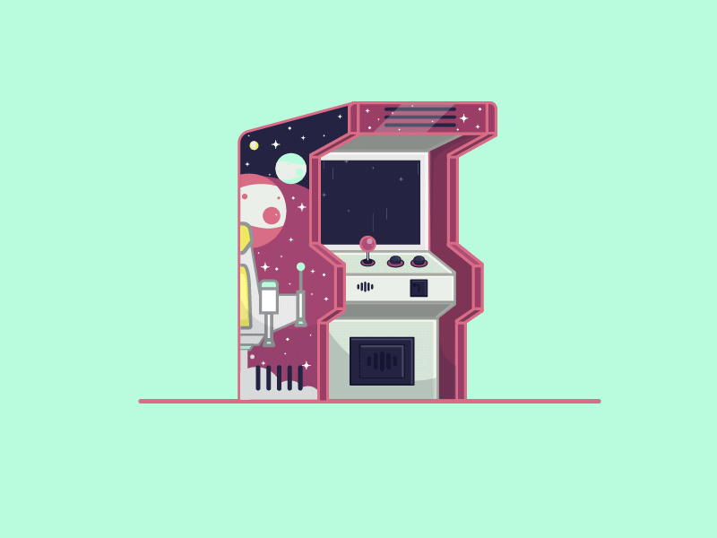 Arcade 2d animation arcade galaxi game gif illustration jet loop planet space