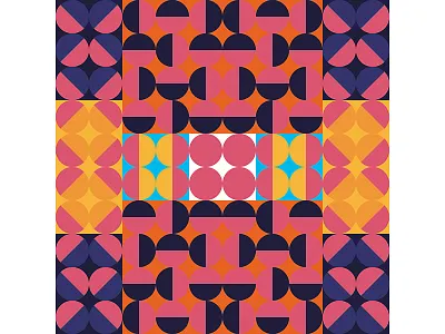 Geometric Poster Series 4, Poster 5 blue colorful geometry graphic design illustration modern orange pink playful poster print design square