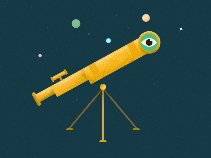 Gaze 2d after effects animation illustration stars telescope universe