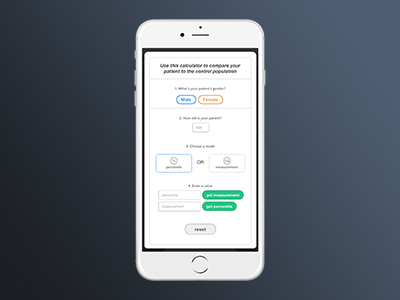 Data Visualization Calculator - Final Mobile data visualization graph high fi interaction medical mobile ui ux wireframe