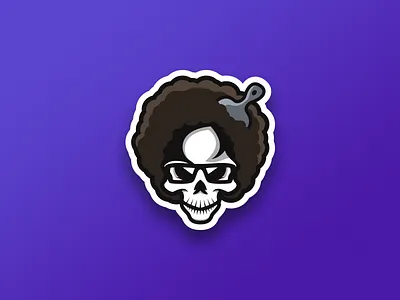 Afroooo Skuuullll afro creative grenade design head logo hair mascot pick skull