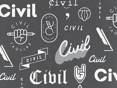 Civil Logo Concepts hand journalism logo lynx quill type