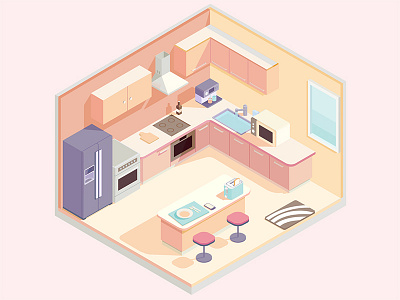 Isometric kitchen home appliances isometric kitchen tableware