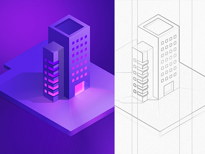 Daily challenge illustration 3/100 ( isometric building ) 3d illustration isometric printer technology