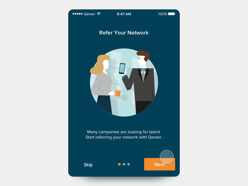 Qareer On Boarding animation mobile app on boarding principle qareer screen ui ui design