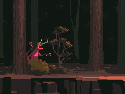 Demon 8bit alien arrival demon devil film forrest gaming pixel art pixelart retro wood