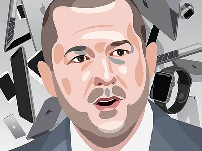 Apple's Jonathan Ive aluminium apple design illustration ipad iphone macbook portrait product silver vector watch