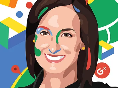 Google's Danielle M. Brown analytics c level editorial face forbes google illustration maps plus portrait vector