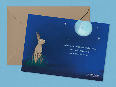 condolences postcard animal bunny card condolences death grief grieving moon night post postcard rabbit