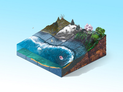 Land adobe photoshop illustration isometric land