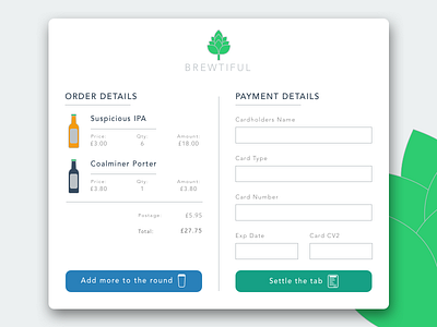 Credit Card Checkout - Daily UI 002 beer checkout credit card dailyui ecommerce payment ui