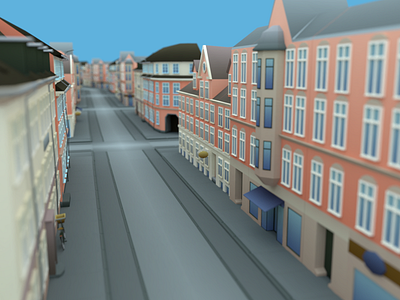 Copenhagen-style street 3d blender buildings city copenhagen lowpoly model scandinavian street