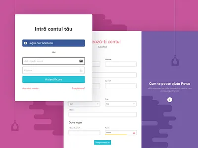 Login / Register flat login login with facebook magenta onboarding purple register