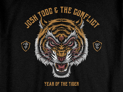 Year of the Tiger albumcover bandmerch bodilpunk clothing drawing illustration joshtodd rockband tattoo teedesign tiger