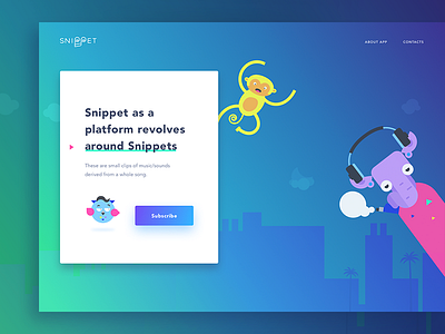 Snippet landing page cuberto graphics icons illustration landing motion music sketch ui ux web