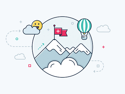 Mission Illustration baloon cloud emoji flag mission mountains vector