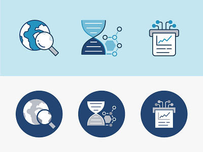 Cutting Room Floor Icons blue chart data dna graph icons illustration rejects search tech vector