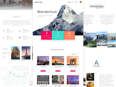 Travel Timeline cards collage footer landing map minimal navbar page photo timeline travel ui