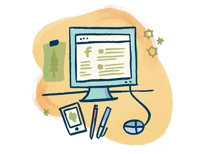 Facebook Ing digital illustration icon icon design illustration texture water color